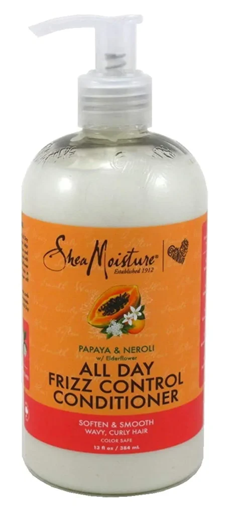 Shea Moisture Papaya & Neroli All Day Frizz Control Shampoo is a gentle, sulfate-free cleanser designed to tame unruly frizz and hydrate dry hair. Infused with natural ingredients like papaya, neroli, elderflower, and fair trade shea butter, this shampoo provides long-lasting frizz control while leaving hair feeling soft and manageable. Key Benefits: Reduces Frizz: Helps tame unruly frizz and flyaways for a smoother, more polished appearance. Hydrates Hair: Deeply moisturizes dry hair, preventing breakage and split ends. Gently Cleanses: Cleans hair without stripping it of natural oils, maintaining its health and balance. Natural Ingredients: Formulated with natural, organic ingredients, providing gentle care for your hair. Suitable for All Hair Types: Can be used on wavy, curly, and coily hair types to achieve frizz-free results.