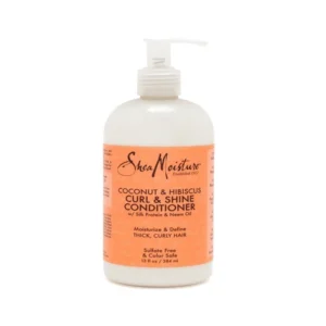 Shea Moisture Coconut & Hibiscus Curl & Shine Conditioner is a nourishing hair care product designed to hydrate and enhance curly hair. Infused with natural ingredients like coconut and hibiscus, this conditioner offers a range of benefits: Deep hydration: Coconut oil and shea butter provide intense moisture, leaving hair soft and supple. Curl definition: Hibiscus extracts help define and enhance natural curl patterns. Frizz control: The conditioner smooths the hair cuticle, reducing frizz and flyaways. Shine enhancement: Natural oils and butter impart a healthy, lustrous sheen. Detangling: The lightweight formula detangles hair effortlessly, preventing breakage. Gentle cleansing: The conditioner is free from harsh chemicals and sulfates, making it suitable for sensitive scalps.