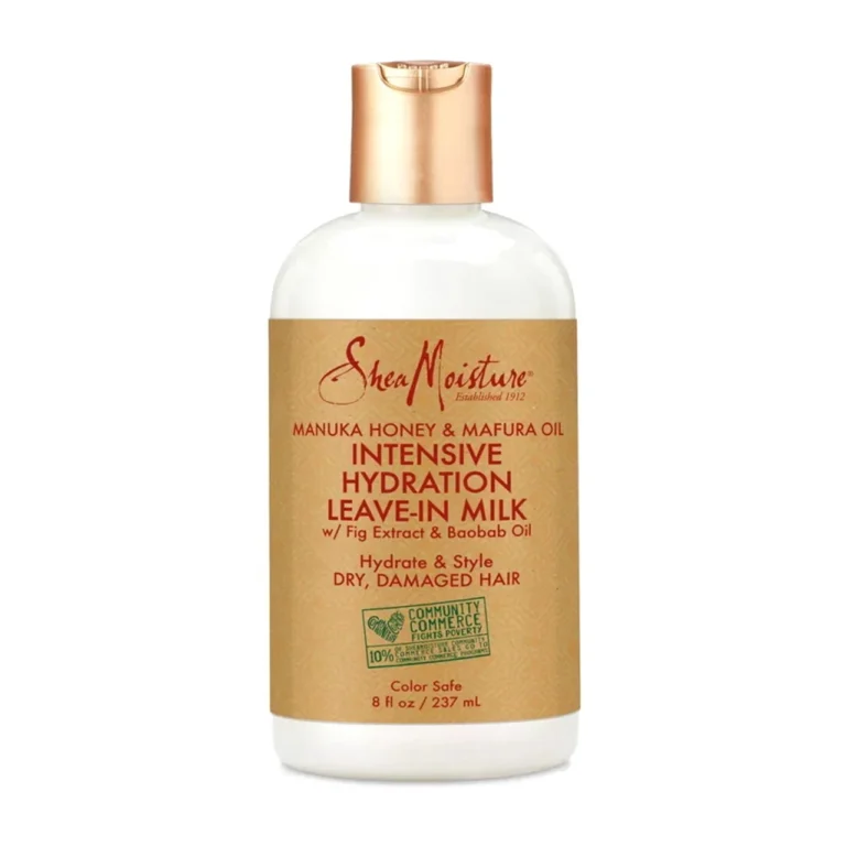 Shea Moisture Manuka Honey & Mafura Hydration Hair Milk is a nourishing leave-in conditioner designed to hydrate and revitalize dry, damaged hair deeply. This rich formula, infused with natural ingredients like manuka honey, mature oil, and shea butter, provides intense moisture, detangles effortlessly, and improves manageability. Key Benefits: Deep hydration: Infuses hair with essential moisture, preventing dryness and breakage. Detangling: Smooths and softens hair, reducing frizz and tangles. Improved manageability: Makes styling easier and more enjoyable. Nourishment: Enriches hair with essential nutrients, promoting healthy growth. Natural ingredients: Contains a blend of natural, beneficial components. Suitable for all hair types: Can be used on various hair textures and conditions.