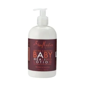 Shea Moisture Red Tea and Babassu Baby Lotion is a gentle and nourishing moisturizer designed for delicate baby skin. Enriched with a blend of organic shea butter, cocoa butter, babassu oil, and red bush extract, this lotion provides deep hydration and protection. Key Benefits: Deeply moisturizes: The rich blend of natural oils and butter helps lock in moisture, preventing dryness and irritation. Soothes and calms: Red bush extract, known for its antioxidant properties, helps soothe and calm sensitive skin. Protects against environmental factors: The lotion creates a protective barrier on the skin, shielding it from harmful elements like pollution and dryness. Gentle and hypoallergenic: Formulated without harsh chemicals or fragrances, this lotion is safe for even the most sensitive skin. Nourishes and softens: The natural ingredients help nourish the skin, leaving it soft, supple, and healthy.